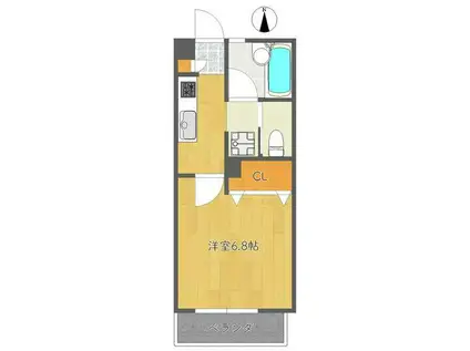 エメラルドシャイン(1K/2階)の間取り写真