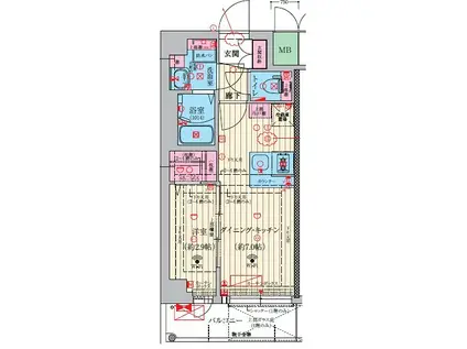 ファーストフィオーレ吹田ウインズテラス(1DK/2階)の間取り写真