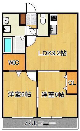 LEONE黒崎南(2DK/1階)の間取り写真