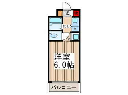 ビューパレー市川(1K/3階)の間取り写真