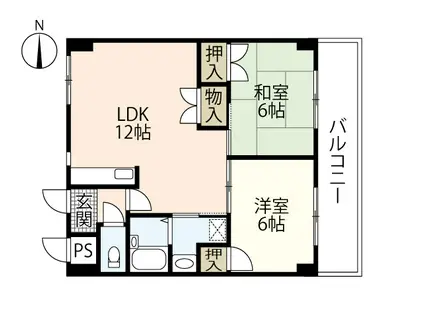 カルチェヴェールS棟(2LDK/7階)の間取り写真