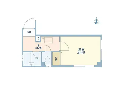 オリエンテサクマ(1K/2階)の間取り写真