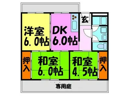 ヴィラひばりヶ丘(3DK/3階)の間取り写真