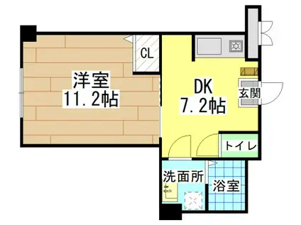 FAIREBRILLER黒崎(1DK/2階)の間取り写真
