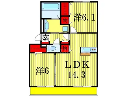 ステラルーチェ(2LDK/1階)の間取り写真