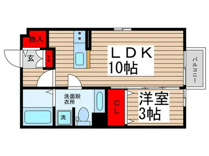 モナリエ水神前(1LDK/1階)の間取り写真