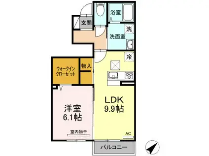 エトワールしゅりV(1LDK/1階)の間取り写真