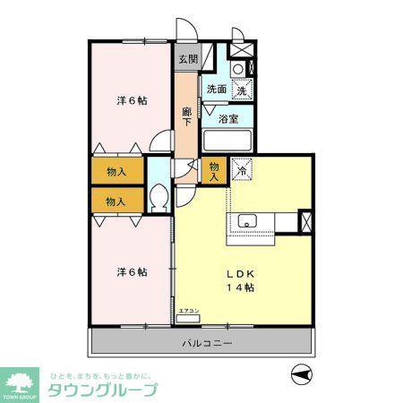 ヴィヴィレフルール(2LDK/3階)の間取り写真