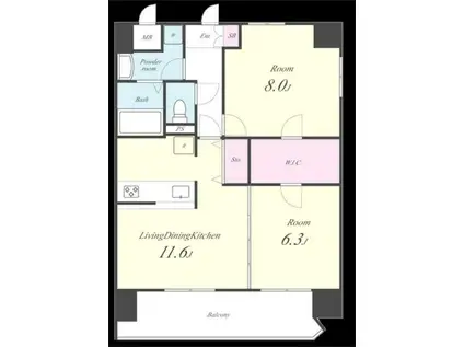 ラフィネ所沢(2LDK/5階)の間取り写真