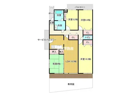 サンジュール医大西通(4LDK/1階)の間取り写真