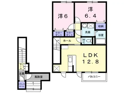 アヴニール・ユー(2LDK/2階)の間取り写真
