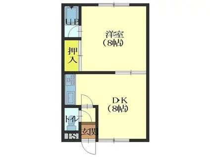 福富荘(1DK/1階)の間取り写真