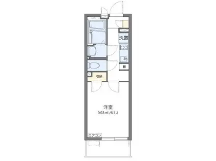 クレイノうたり(1K/4階)の間取り写真