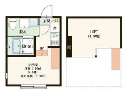 アーディヤ未来(ワンルーム/1階)の間取り写真