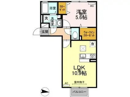 フリーデハイム(1LDK/1階)の間取り写真