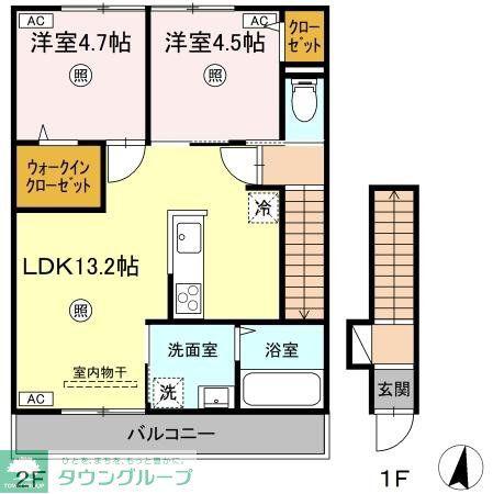 D-ROOM鳥飼1丁目工事(2LDK/2階)の間取り写真