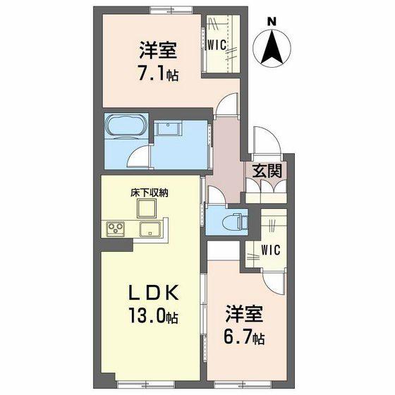 サンディア(2LDK/1階)の間取り写真