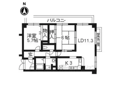 グローバル堀川北大路(2LDK/5階)の間取り写真