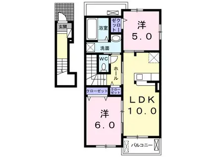 グローリー竹崎 II(2LDK/2階)の間取り写真