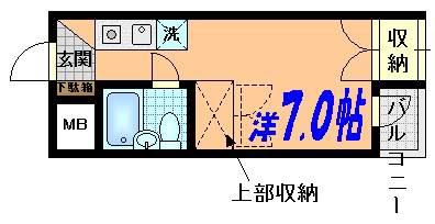 パラドール廿日市佐方(ワンルーム/3階)の間取り写真
