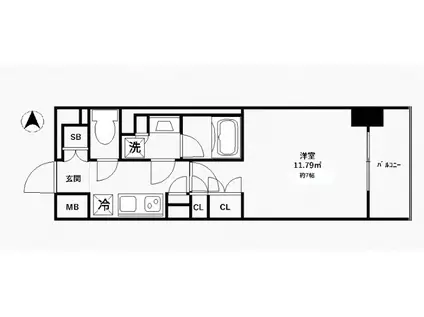 ティーエフレジデンス川崎殿町イースト(1K/7階)の間取り写真