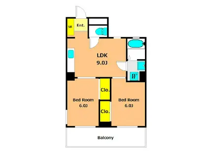 パークサイド竹虎(2LDK/4階)の間取り写真