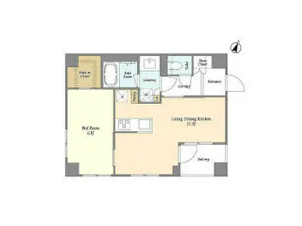 ベルファース駒沢三丁目(1LDK/2階)の間取り写真