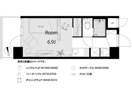 いづみニツテイ・ハイツ北新宿(ワンルーム/7階)の間取り写真