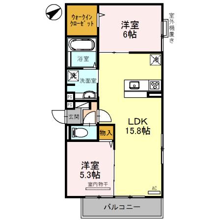 フリージア天王寺(2LDK/3階)の間取り写真