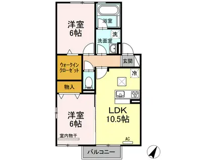 ラルーチェ坂口(2LDK/1階)の間取り写真