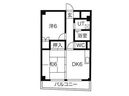 ハウスアベニュー(2DK/6階)の間取り写真