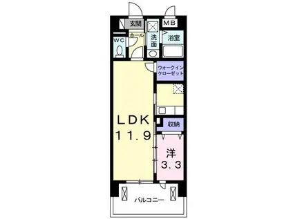 レジデンス ポプラ(1LDK/6階)の間取り写真