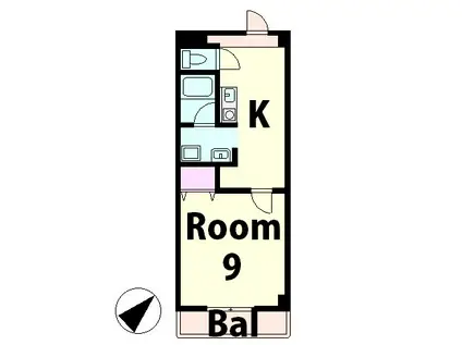 千秀&8554(1K/4階)の間取り写真