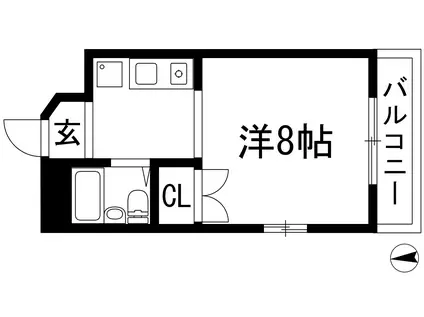 レジデンスKM2号館(1K/2階)の間取り写真