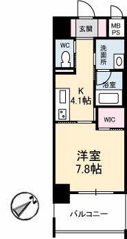 ヴィラシオン段原南(1K/9階)の間取り写真