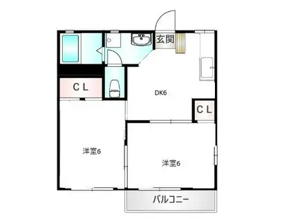 エステートなかざとF(2DK/2階)の間取り写真
