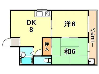 リアルティ本多聞II(2DK/2階)の間取り写真