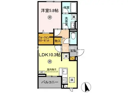 D-INVEST東原B B(1LDK/1階)の間取り写真