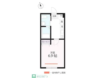 QUIET CRAB HOUSE モア(1K/1階)の間取り写真