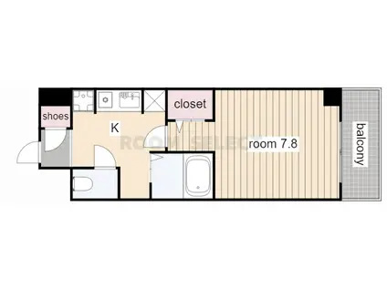 ソレーユ松原(1K/1階)の間取り写真