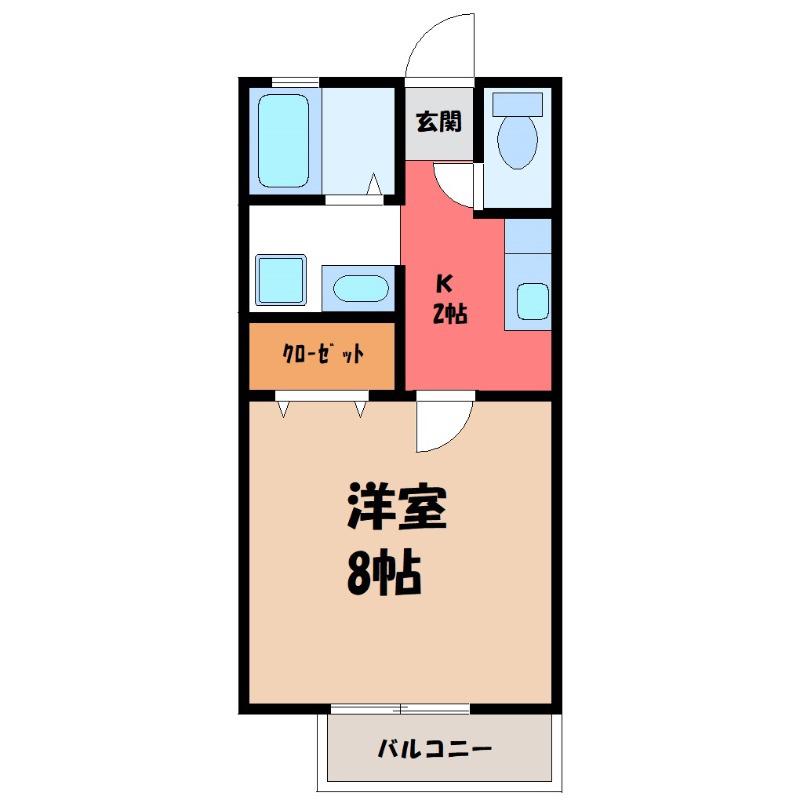 アメニティ(1K/2階)の間取り写真