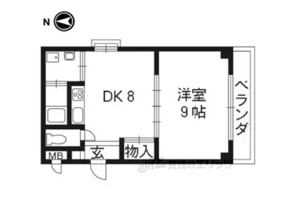コンフォート佐伯(1DK/3階)の間取り写真