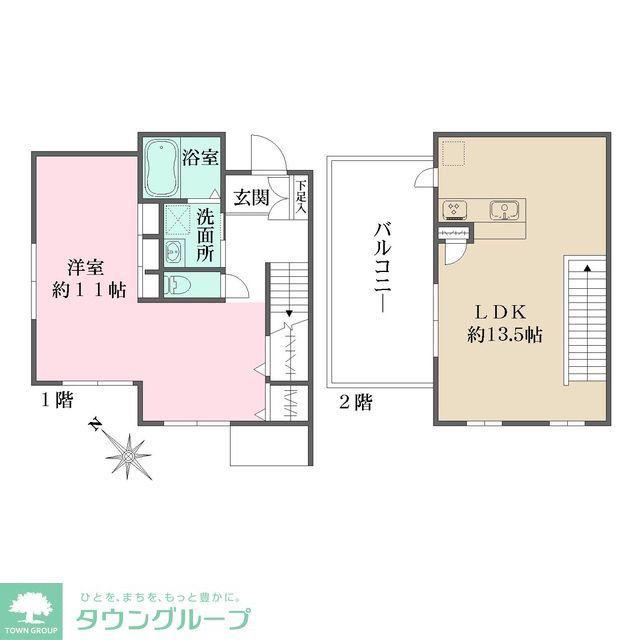 コンフォルト若宮(1LDK/1階)の間取り写真