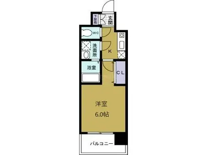 エスリード弁天町ルシェンテ(1K/10階)の間取り写真