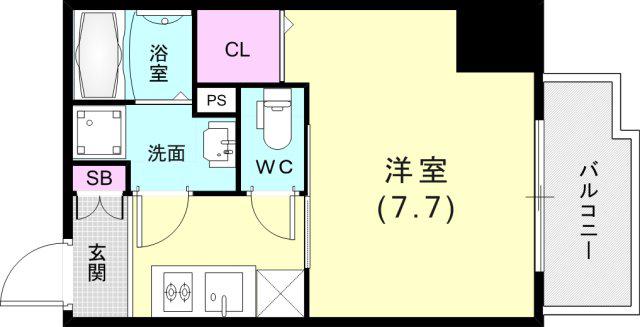 レジデンス神戸レガーロ(1K/6階)の間取り写真