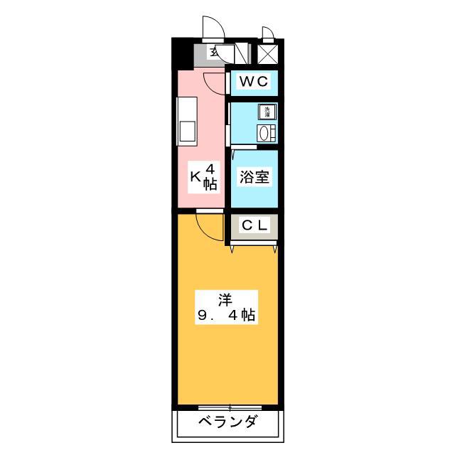 レインボーハイム(1K/4階)の間取り写真