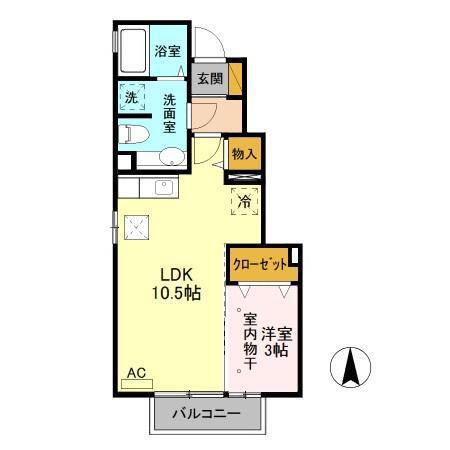ローズコート宮原B(1LDK/1階)の間取り写真