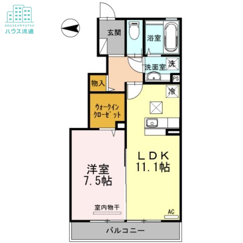 カトレア(1LDK/1階)の間取り写真