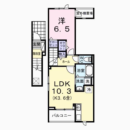 ハイライト(1LDK/2階)の間取り写真