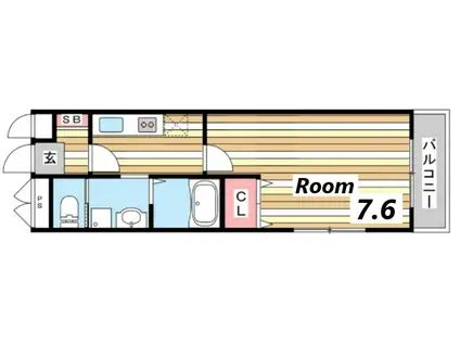 クラインハウス(1K/8階)の間取り写真